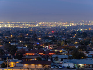Canvas Print - Twilight high angle view of some cityscape from south mountain