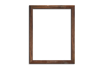 Wall Mural - wood picture frame isolated on white background with clipping path . image display concept