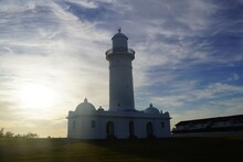 Historic Macquarie Lighthouse Backlit By The Morning Sun