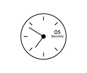 5 seconds Countdown modern Timer icon. Stopwatch and time measurement image isolated on white background