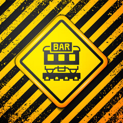 Poster - Black Restaurant train icon isolated on yellow background. Warning sign. Vector.