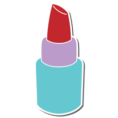 Poster - lipstick hand drawn doodle stickers design vector illustration
