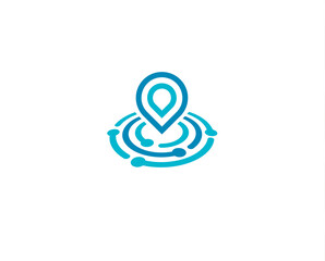 Aufkleber - Search engine tech, flat style vector logo concept. Find companies, hiring, isolated icon on white background. Placemark icon for business and developing startup