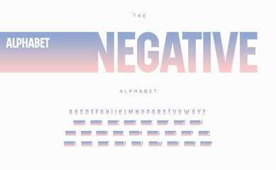 Poster - Negative space alphabet. Stunning color gradient font, condensed type for modern logo, headline, monogram, creative lettering and maxi typography. Minimal style tall letters, vector typographic design