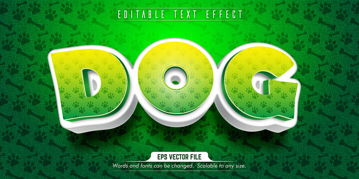 Dog text, cartoon style editable text effect