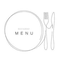 menu restaurant background with plate and fork and knife, vector illustration
