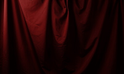 Red luxury fabric background, drapery texture