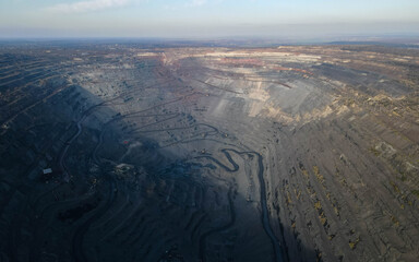 Huge iron ore quarry iron ore quarry top view Aero photo shoot.