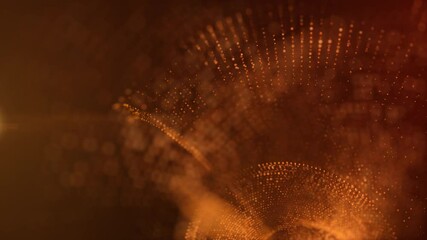 Poster - Abstract luxurious, premium glittering golden particles wave motion background floating in cyberspace loop background