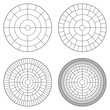 Set of circular family tree template. Genealogy round chart in vector. Mosaic circular tiles pattern.