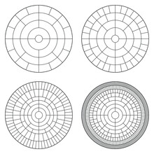 Set Of Circular Family Tree Template. Genealogy Round Chart In Vector. Mosaic Circular Tiles Pattern.