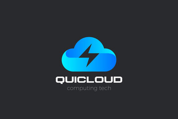 Poster - cloud computing flash fast speed logo design vector template.