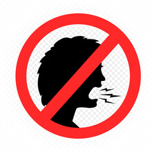 No Shout Prohibition Sign Sticker