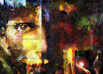 Canvas Print - Face peers out from abstract