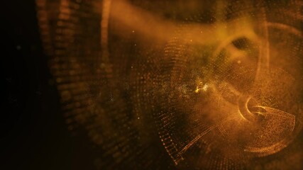 Poster - Abstract luxurious, premium glittering golden particles wave motion background floating in cyberspace loop background