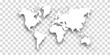 white World map with shadow - vector illustration of earth map on transparent background