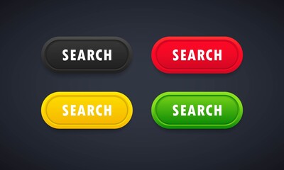 Poster - Search Button. Search icon set. Vector web button. Vector flat cartoon illustration for web sites and banners design