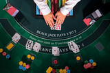 Fototapeta Zachód słońca - Casino Black Jack table