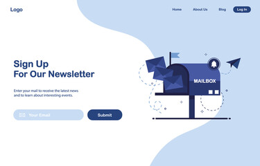 Poster - vector banner illustration of email marketing. subscription to newsletter, news, offers, promotions.