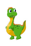 Fototapeta Dinusie - A happy green dinosaur with blue eyes, design animal cartoon vector illustration
