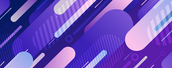 Poster - abstract rounded lines pattern of technology design with geometric elements decoration template. wid