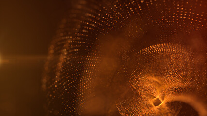 Aufkleber - Abstract luxurious, premium glittering golden particles wave motion background floating in cyberspace background