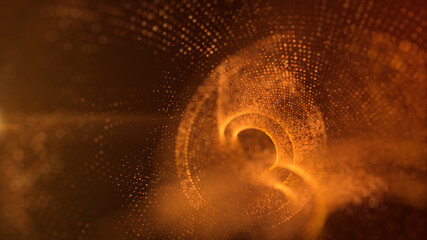 Poster - Abstract luxurious, premium glittering golden particles wave motion background floating in cyberspace background