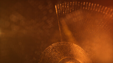 Poster - Abstract luxurious, premium glittering golden particles wave motion background floating in cyberspace background