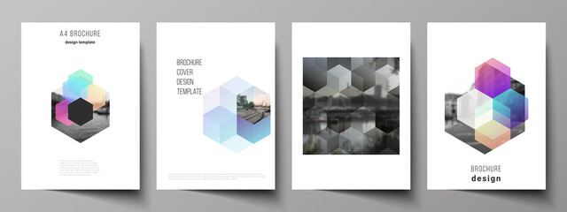 Poster - vector layout of a4 format cover mockups design templates with abstract shapes and colors for brochu