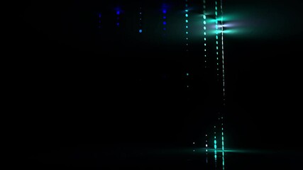 Poster - 3d abstract background with reflective floor and glowanimation. neon show with vibrant colored dots.