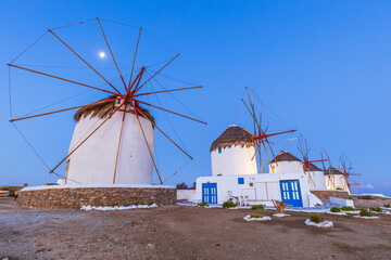 Wall Mural - Mykonos, Greece. Traditional greek windmills on Mykonos island, Cyclades.