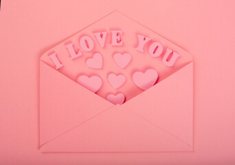 Wall Mural - Pink love letter I love you