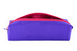 Purple pencil case side view on a white background.