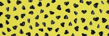 Many Small Low Poly Black Hearts Over Yellow Background. 3d Illustration. 3d Rendering
