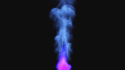 Poster - purple fire and blue smoke. Combustion simulation. 3d rendering.