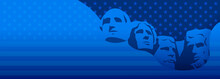 Presidents Day Background Dark Blue Vector - USA Rushmore Presidents Illustration, Stars And Stripes Texture
