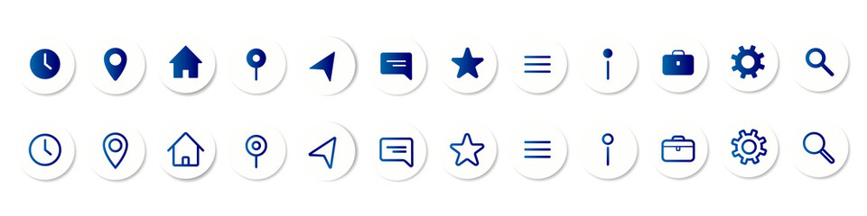 Aufkleber - Set of vector icons with realistic shadow. UI icons for taxi app or any other mobile app. Vector illustration EPS 10