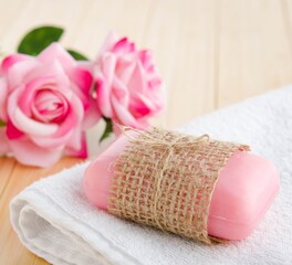 Healthy lifestyle concept with aromatic soaps