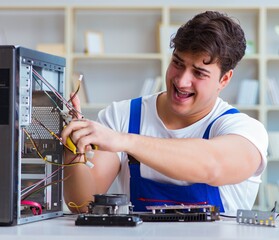 Computer hardware repair and fixing concept by experienced techn