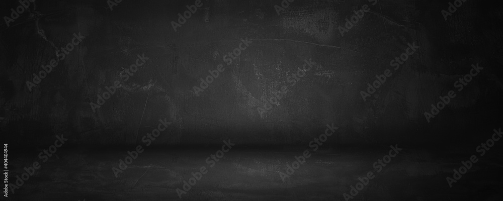 dark and black concreate and cement wall and studio to present product and background - obrazy, fototapety, plakaty 