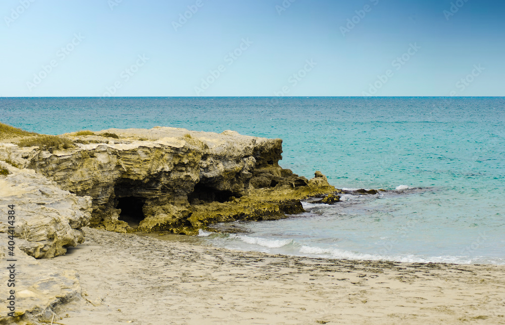 Scenic View Of Sea Against Clear Blue Sky - obrazy, fototapety, plakaty 