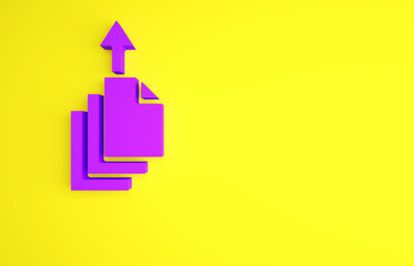 Poster - Purple Data export icon isolated on yellow background. Minimalism concept. 3d illustration 3D render.