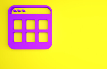 Poster - Purple Browser files icon isolated on yellow background. Minimalism concept. 3d illustration 3D render.