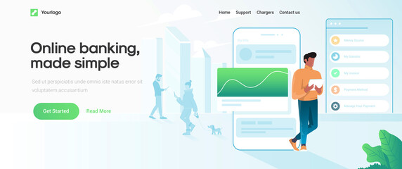 Poster - flat modern design illustration of online banking
