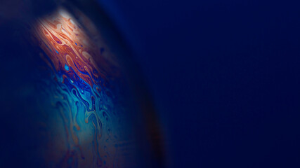lose - up soap bubble image, unknown planet, chaos of color, science fiction