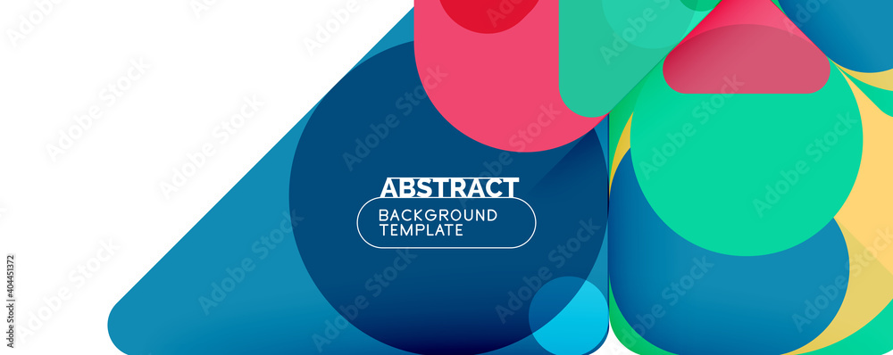 Flat geometric round shapes and dynamic lines, abstract background. Vector illustration for placards, brochures, posters and banners - obrazy, fototapety, plakaty 