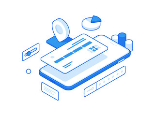 Poster - Cartoon mobile phone and credit card for online payment