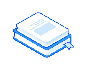 Poster - Isometric blue and white stack of books