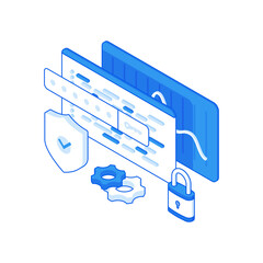 Poster - Isometric modern personal data protected with password