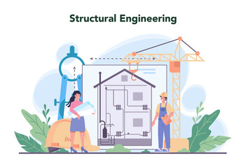 Poster - Engineering concept. Technology and science. Professional occupation